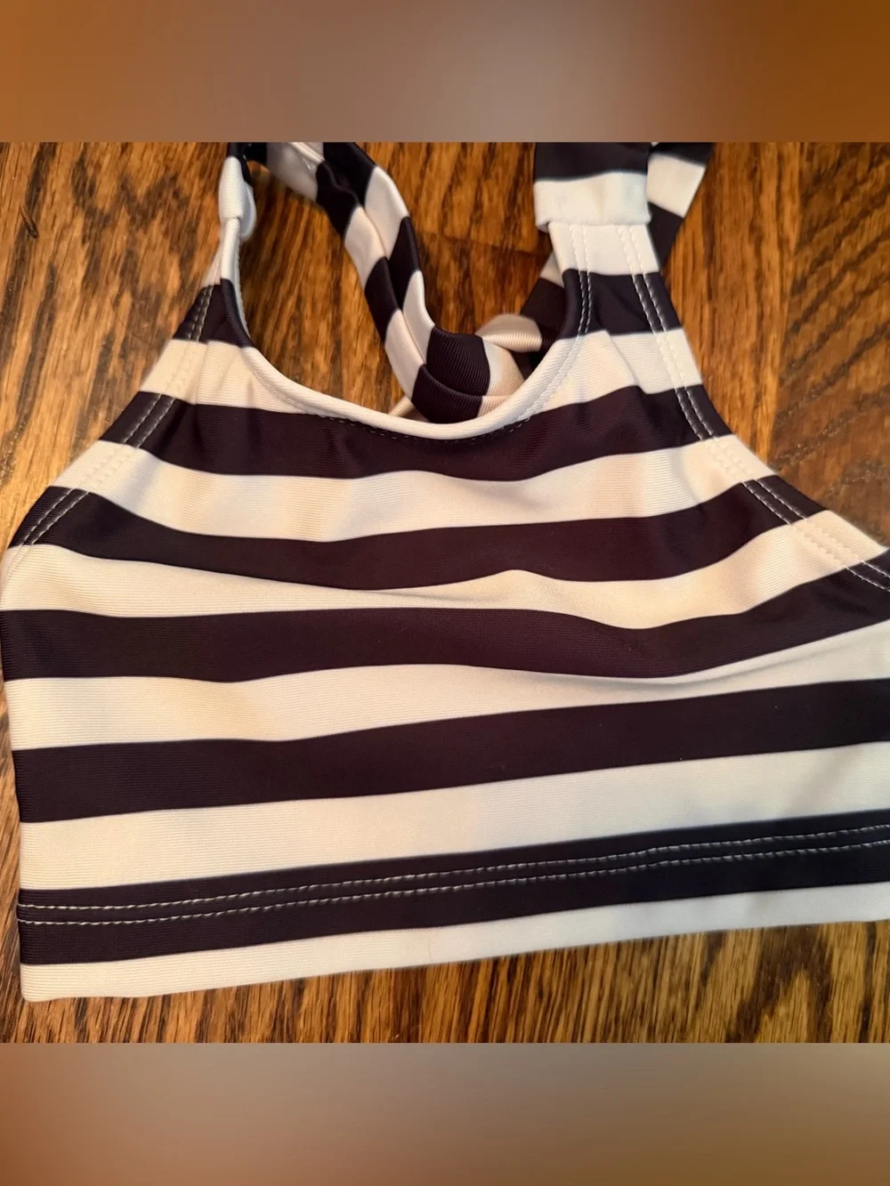 3T - Toddler Girls' Black and White Striped Swim Tankini Top - Kids Swim NWT